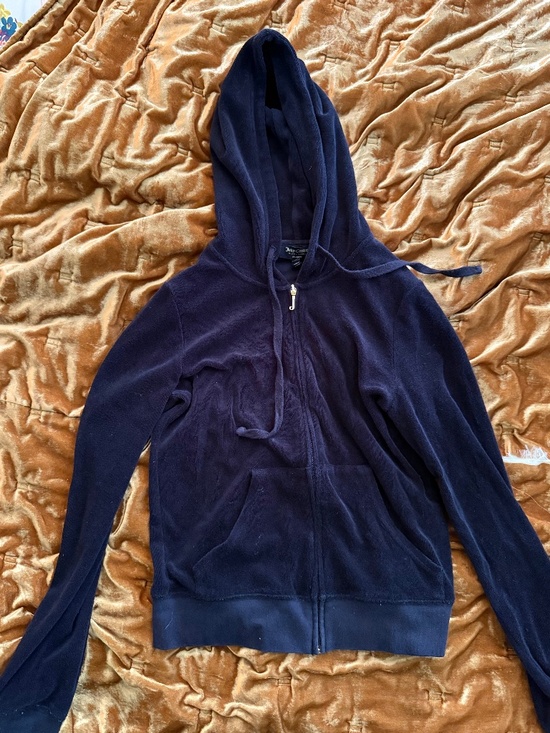 Juicy Couture Black Label Tops - Last Chance! Juicy Couture Black Label Black Terrycloth Hoodie Size Small